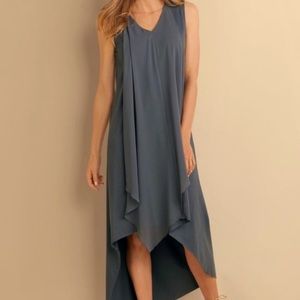 Soft Surroundings Amalfi Gray Asymmetrical Dress Sz PXS Petite Extra Sma…